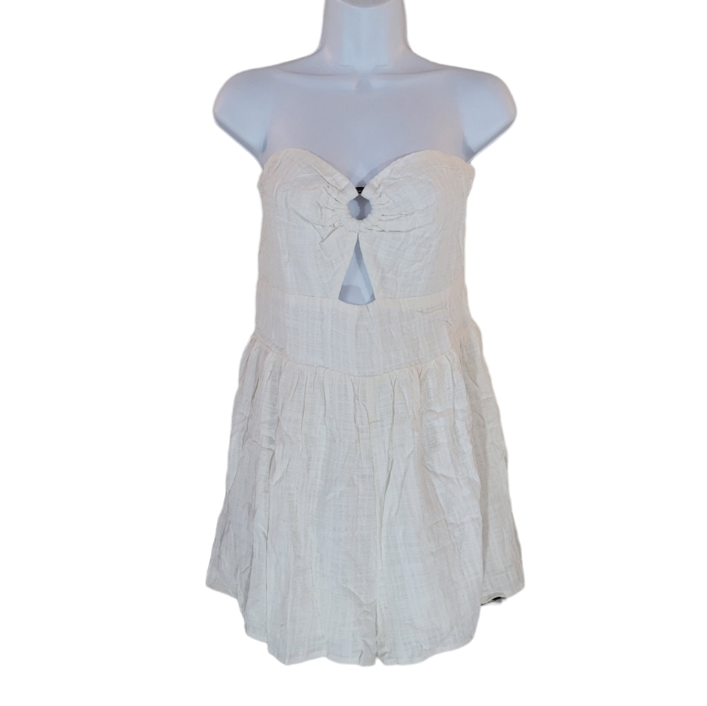 LULU'S White Days Of Bliss Plaid Strapless Romper Size‎ XL